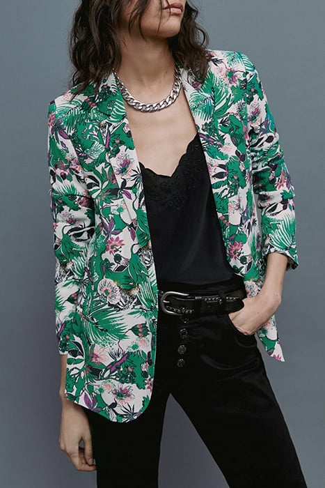 GREEN PLANT PRINT SUIT JACKET 6
