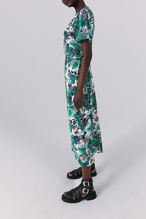 GREEN PLANT PRINT LONG DRESS 4