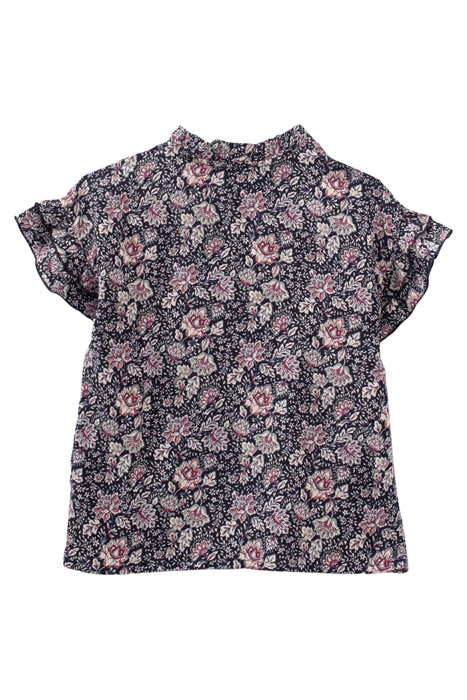 GIRLS’ NAVY FLOWER PRINT LENZING™ ECOVERO™ VISCOSE RUFFLED T 2