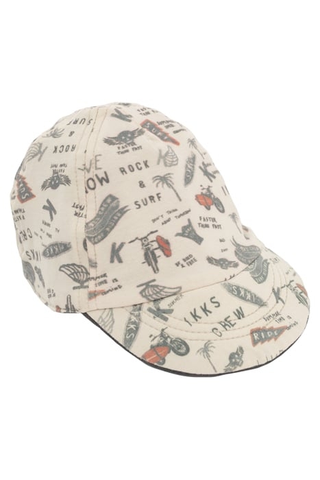 BABY BOYS' PRINTED BEIGE/GREY REVERSIBLE CAP 1