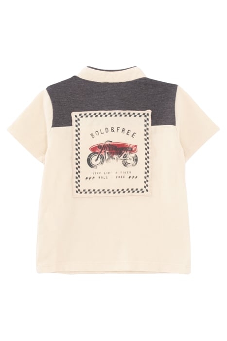 BABY BOYS’ BEIGE ORGANIC COTTON POLO SHIRT, XL BACK PATCH 2