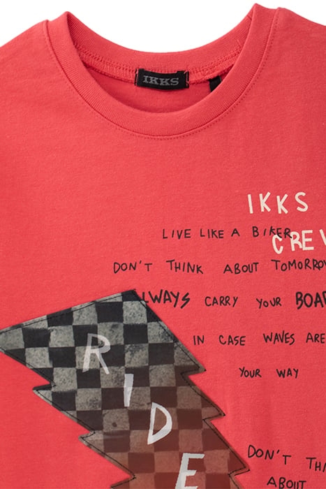 BOYS’ RED ORGANIC COTTON T-SHIRT WITH LENTICULAR LIGHTNING 3