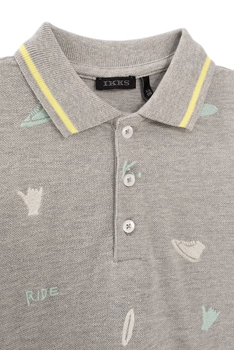 BOYS’ GREY MARL ALL-OVER EMBROIDERY POLO SHIRT 3