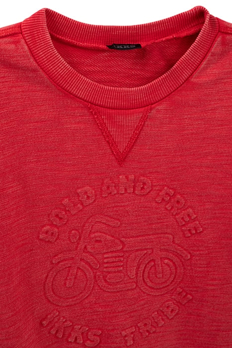 BOYS’ RED SWEATSHIRT WITH MOTORBIKE EMBOSSED SLOGANS 4