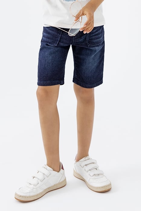 BOYS’ RAW DENIM BERMUDA SHORTS WITH SLOGAN CORDS 1
