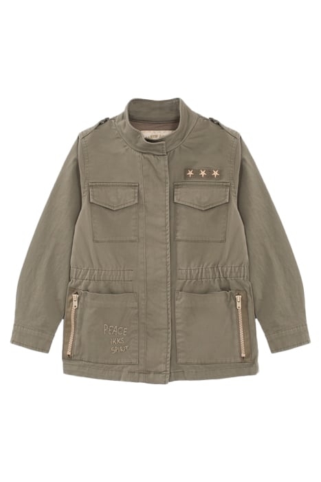 GIRLS' KHAKI SAFARI JACKET WITH XL EMBROIDERED BACK 1