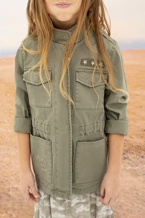 GIRLS' KHAKI SAFARI JACKET WITH XL EMBROIDERED BACK 4