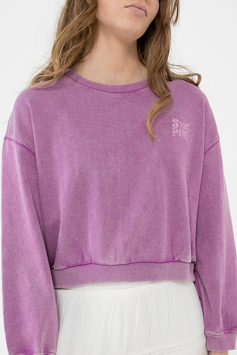 GIRLS’ VIOLET CHECKERBOARD SLOGAN SWEATSHIRT 1