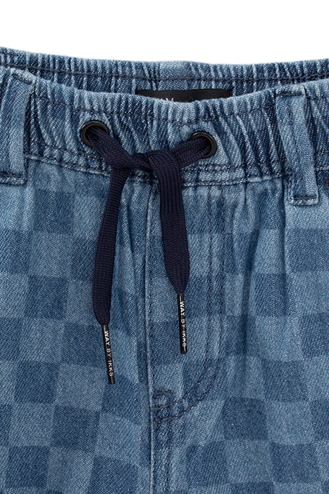 BOYS’ BLUE DENIM CHECKERBOARD MOTIF RELAXED BERMUDAS 4