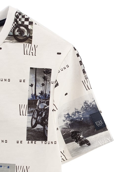 BOYS’ WHITE ORGANIC COTTON T-SHIRT WITH MOTORBIKE PHOTOS 5