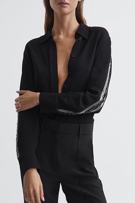 ANGIE BUTTON-DOWN SHIRT BLACK 1