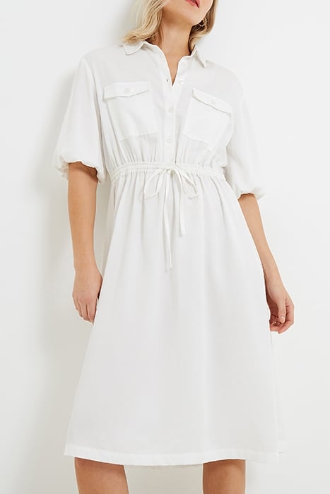 ELKIE TWILL DRAWSTRING DRESS LINEN WHITE 1