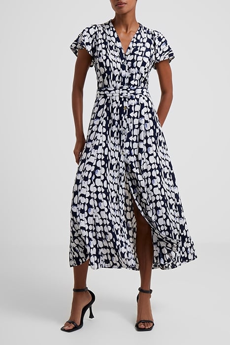ISLANNA CREPE PRINTED MIDI DRESS MARINE/WHITE 1