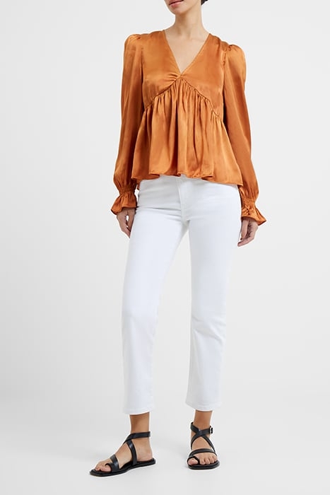 INU SATIN V-NECK EMPIRE TOP HONEY BRONZE 2