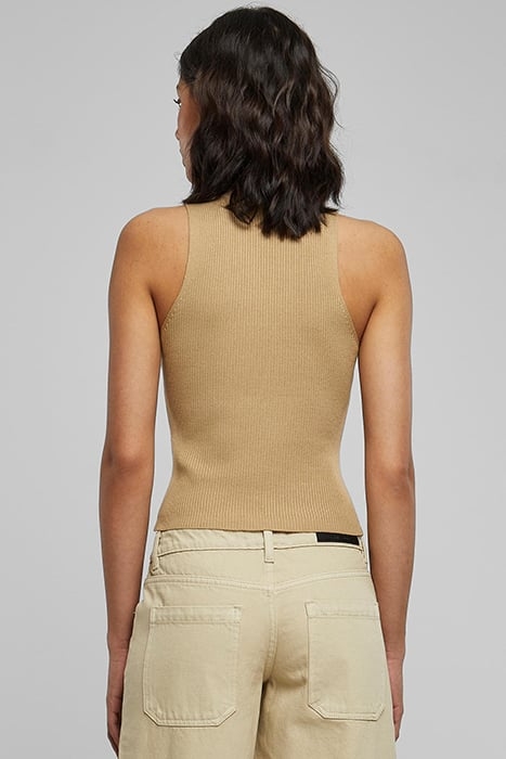 LADIES SHORT RIB KNIT TURTLENECK TOP UNIONBEIGE 2