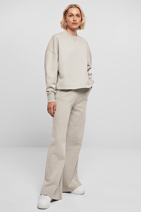 LADIES HEAVY TERRY GARMENT DYE CREWNECK WARMGREY 3