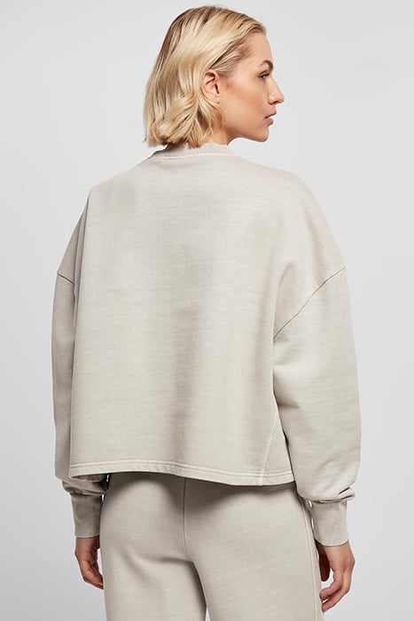 LADIES HEAVY TERRY GARMENT DYE CREWNECK WARMGREY 2