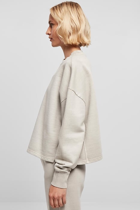 LADIES HEAVY TERRY GARMENT DYE CREWNECK WARMGREY 6