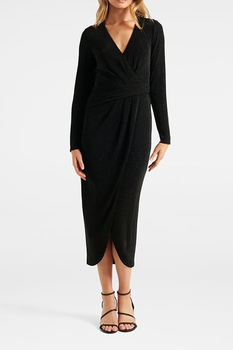 ERICA WRAP GLITTER MIDI DRESS BLACK 1