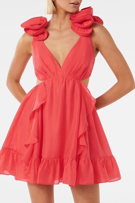 RUFFLE MINI DRESS COCKTAIL CHERRY 1