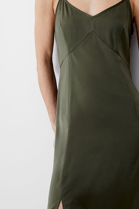 SATIN SLIP DRESS LONG KHAKI 4