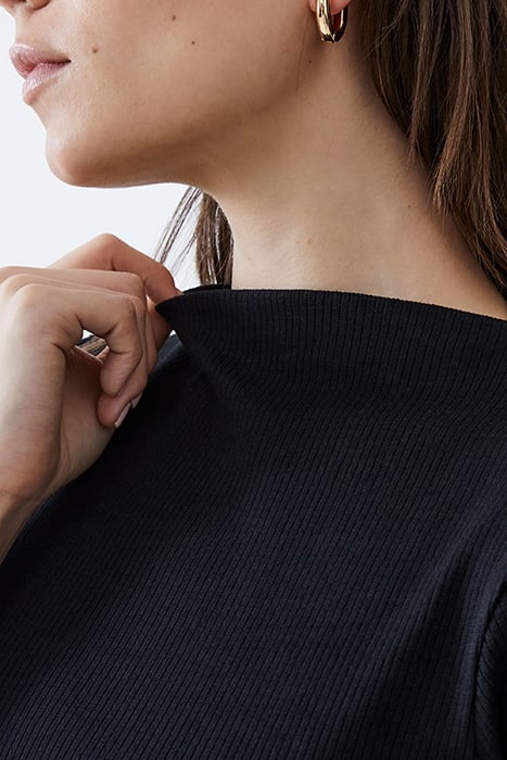 RIB TURTLE DRESS MIDI BLACK 4