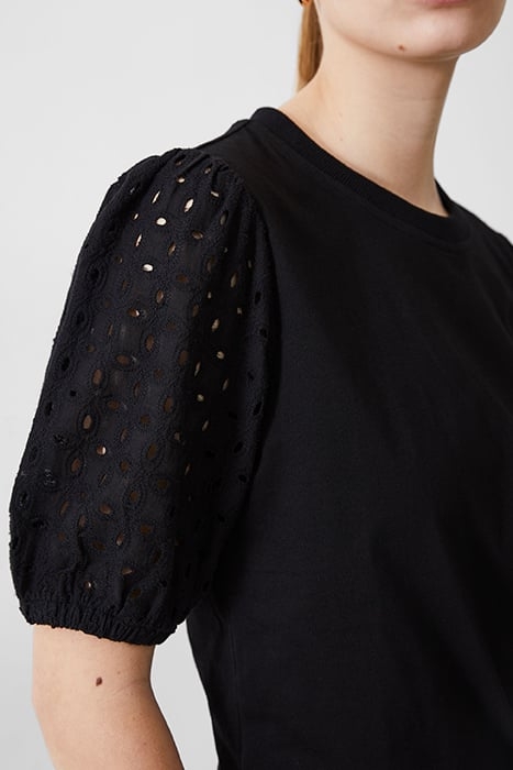 BRODERIE SLEEVE TOP BLACK 4