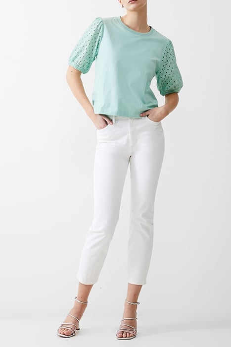 BRODERIE SLEEVE TOP MINT 1