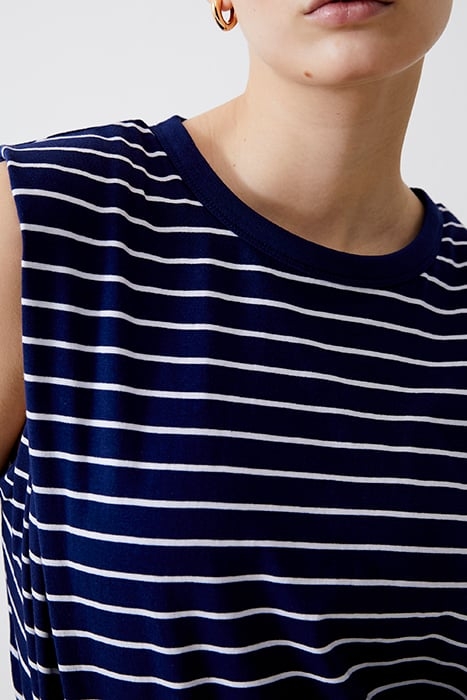 PADDED SHOULDER STRIPE TANK DK NAVY/WHITE 4