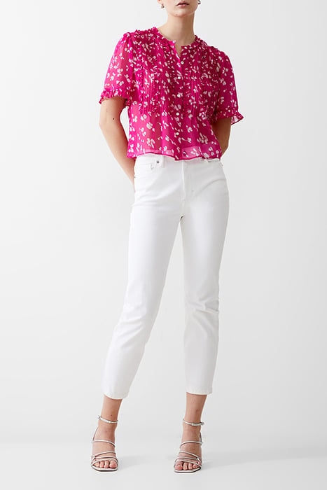BONITA S/S RUFFLE TOP WILD ROSA 2