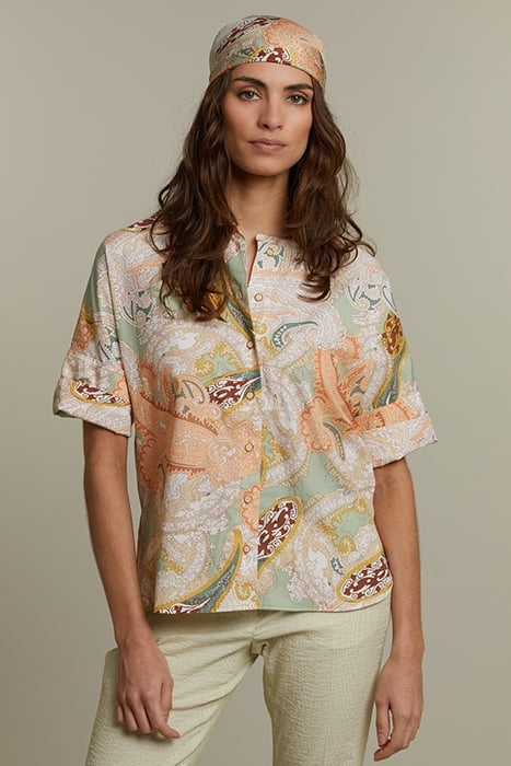 PASTEL PAISLEY COLLARLESS SHIRT 1