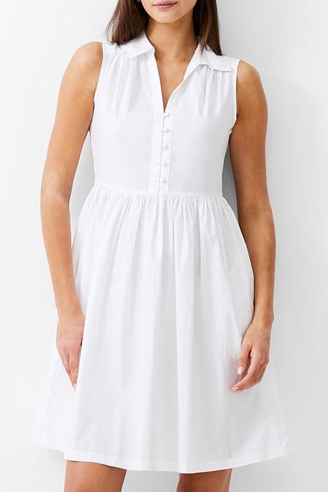 SLEEVELESS SMOCK DRESS KNEE WHITE 1