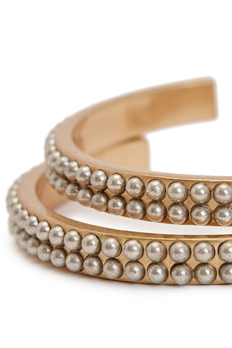 BREA BEAD HOOPS WARM BRASS/WHITE 4