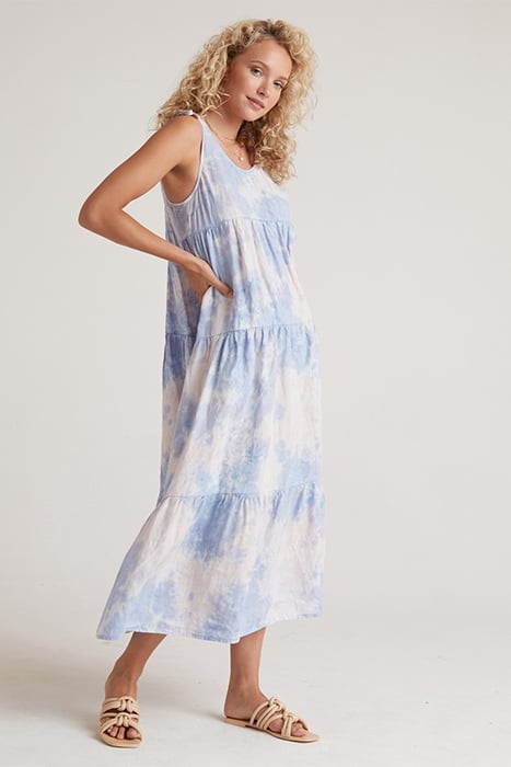 TIE SHOULDER MAXI TIER DRESS GALAXY WASH 1