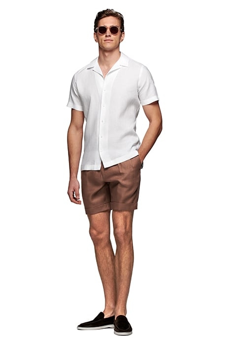 WHITE CAMP COLLAR SLIM FIT SHIRT WHITE 5