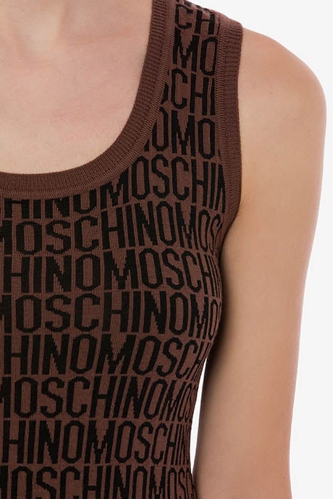 ALLOVER LOGO WOOL DRESS BROWN 4