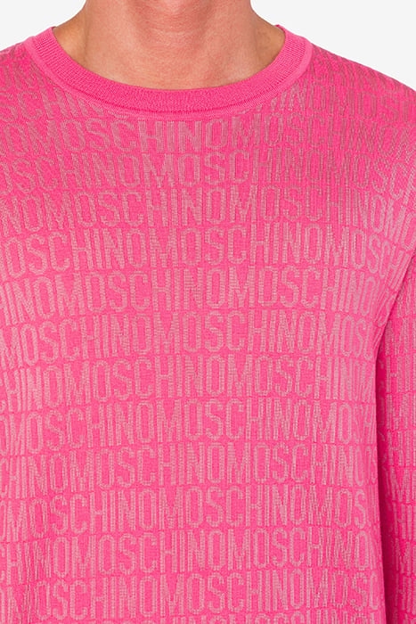 ALLOVER LOGO JACQUARD WOOL SWEATER FUCHSIA 4