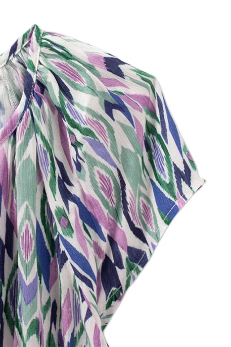 GIRLS’ OFF-WHITE IKAT DIAMOND PRINT ASYMMETRIC DRESS 5