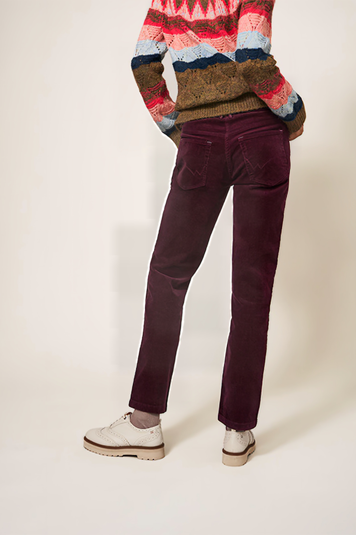 BROOKE STRAIGHT CORD TROUSER DARK PLUM 2