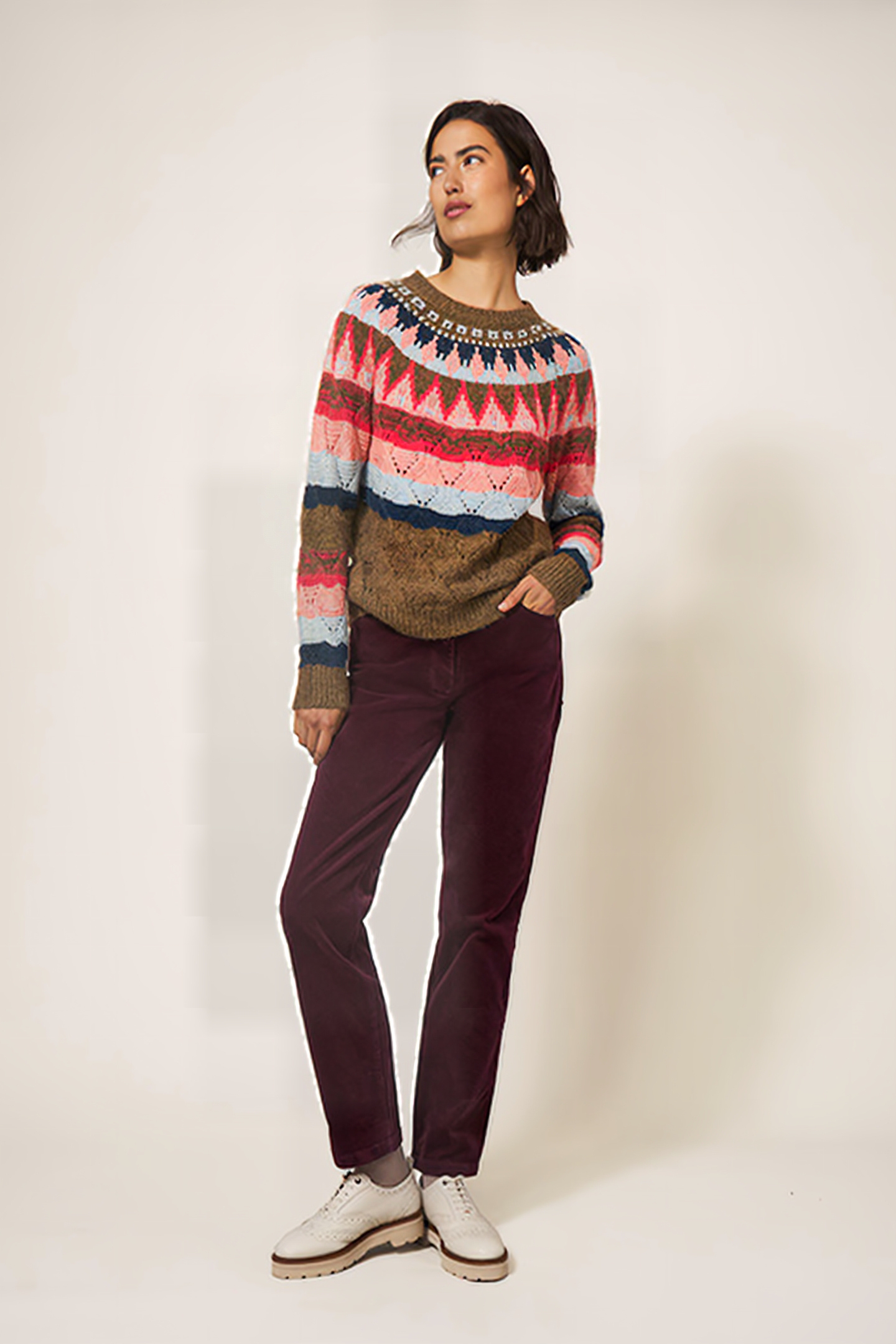 BROOKE STRAIGHT CORD TROUSER DARK PLUM 3