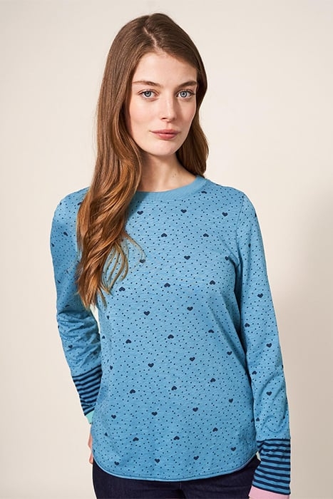 CAIE PRINTED TEE TEAL PRINTED 1