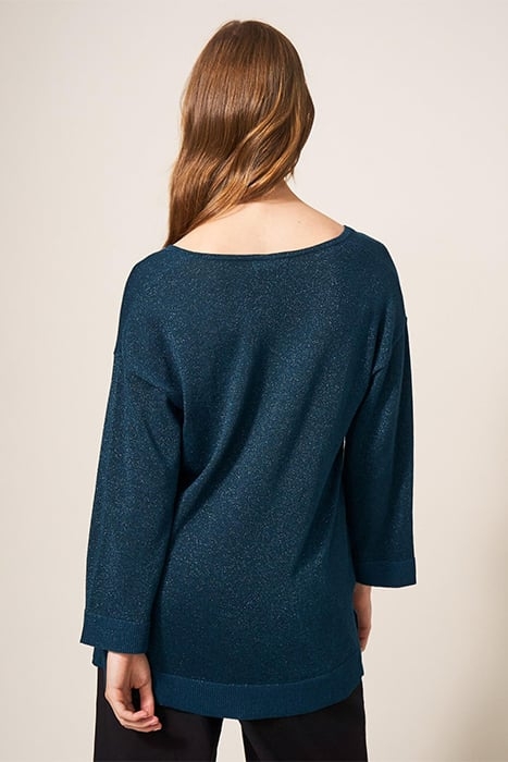 NIGHT SKY V NECK JUMPER MID TEAL 2