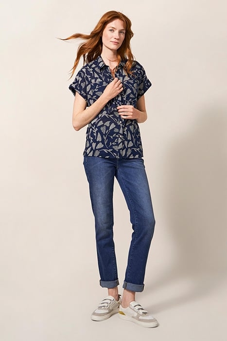 ELLA COTTON SHIRT NAVY PRINTED 1