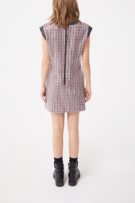 SLEEVELESS DRESS IN VERMILION TWEED RED 2