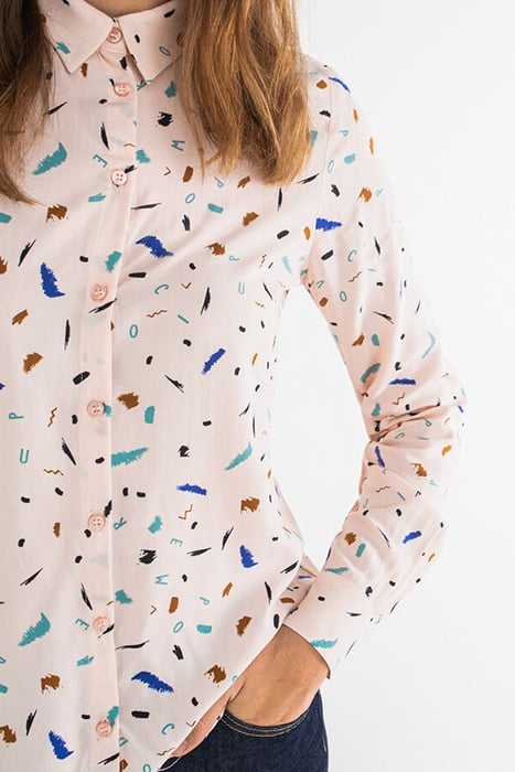 PINK SHIRT WITH FUN TACHIST PRINT WATER PINK 3