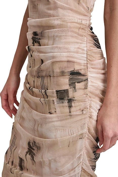 S/S PRINT MESH DRESS IVO/SNDLWD MLT 6