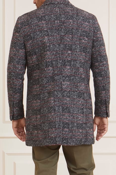 SINGLE BREASTED COAT BLACK/WHITE/RED CHECK 2