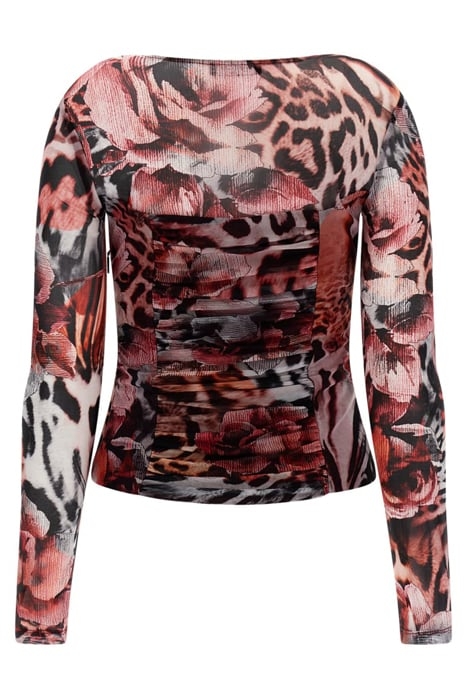 LEOPARD ROSE MESH TOP BLOUSE PRINT 5