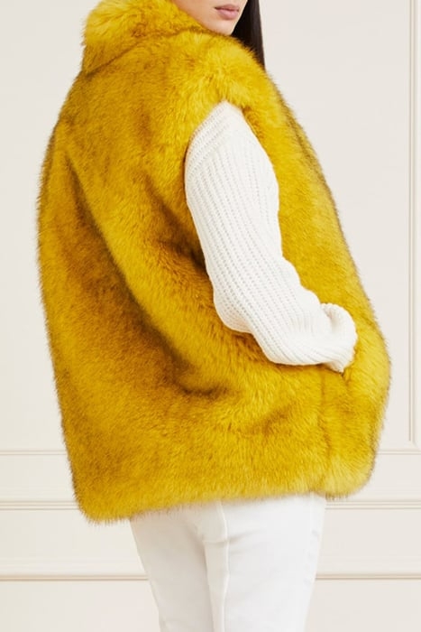 ELODIE FAUX FUR VEST LAGUNA GOLD CARDIGAN MULTI 2