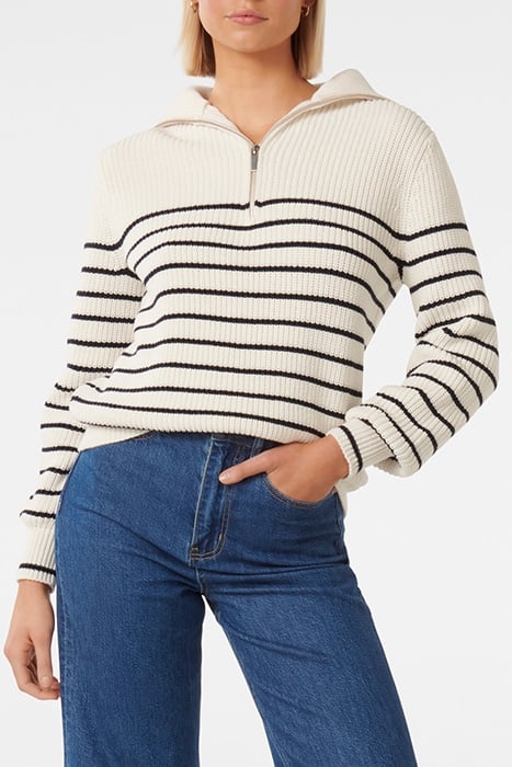 DANIELLE QUARTER ZIP KNIT JUMPER CREAM 1